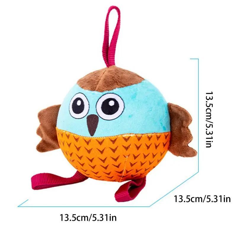 JMT-948362 Interactive Owl Ball Toy for Dogs - Velvet & Rubber Chew Toy for Medium, Small, and Large Dogs