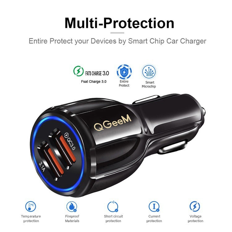 JMT-948554 Smart Car Charger with USB Interface, 24V Input, 5V/9V/12V Output, 1800mA Charging Current