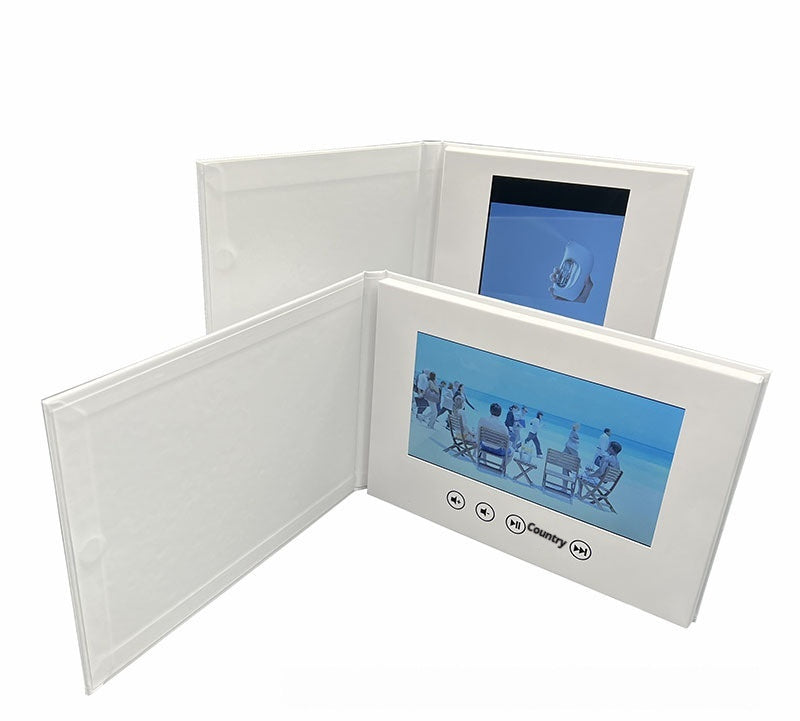 JMT-948682 Blank 7-Inch Greeting Card Video Book - White Hardcover Japanese Style Coated Paper