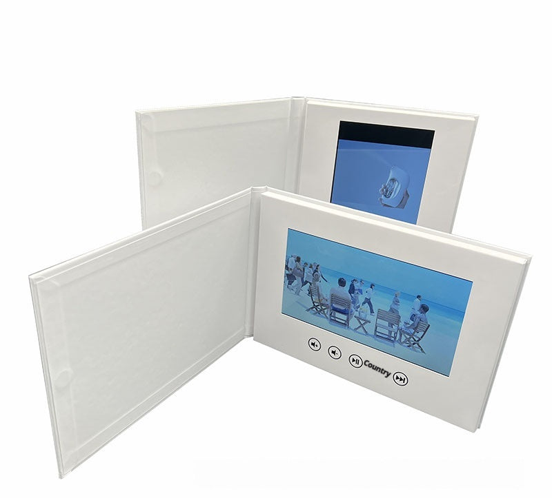 JMT-948682 Blank 7-Inch Greeting Card Video Book - White Hardcover Japanese Style Coated Paper