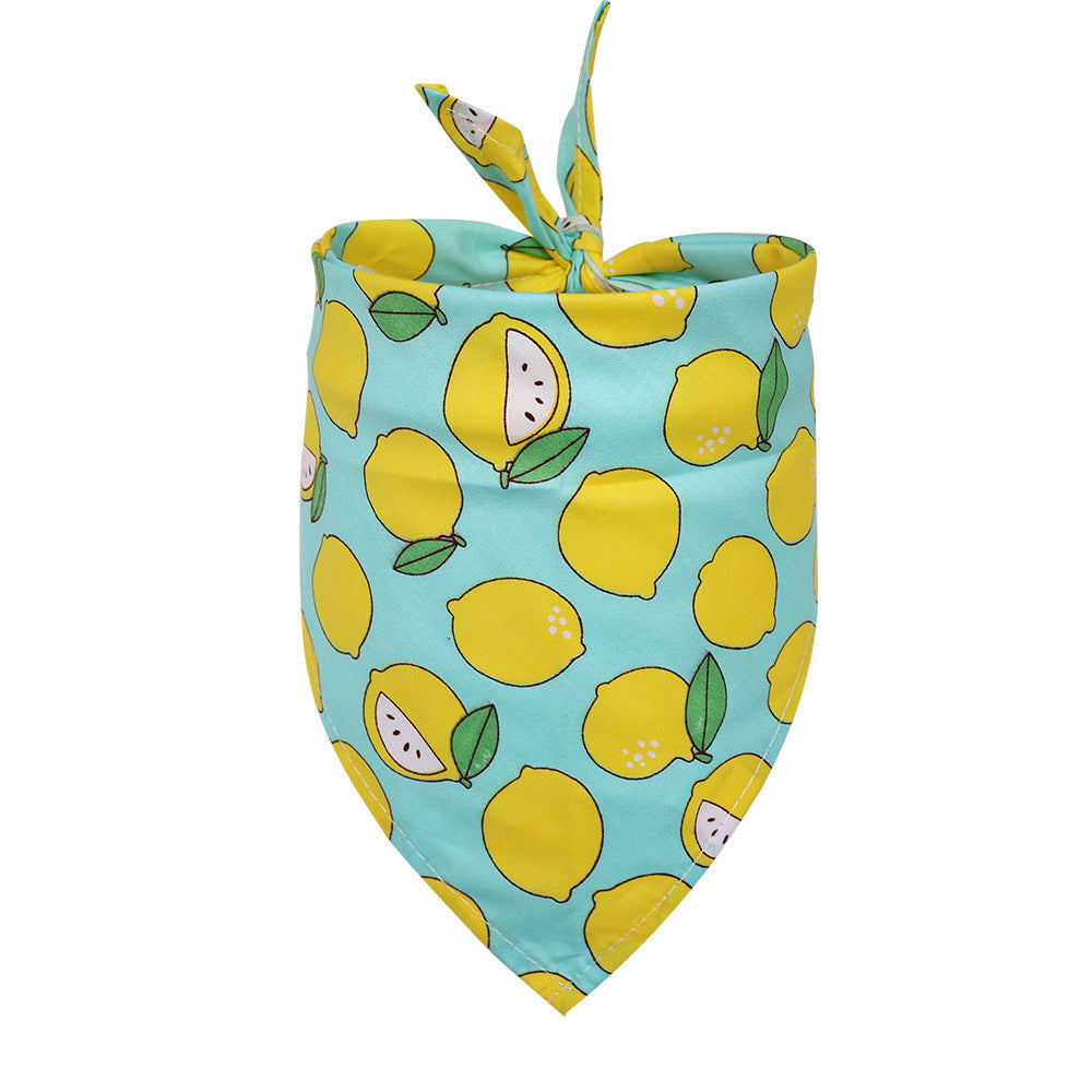 JMT-948682 Cotton Triangle Scarf for Dogs and Cats - Fruit Pattern, Small & Medium Sizes Available