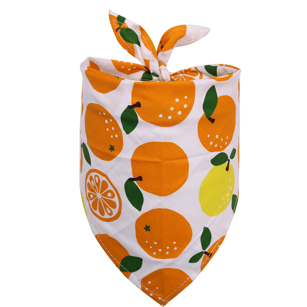 JMT-948682 Cotton Triangle Scarf for Dogs and Cats - Fruit Pattern, Small & Medium Sizes Available