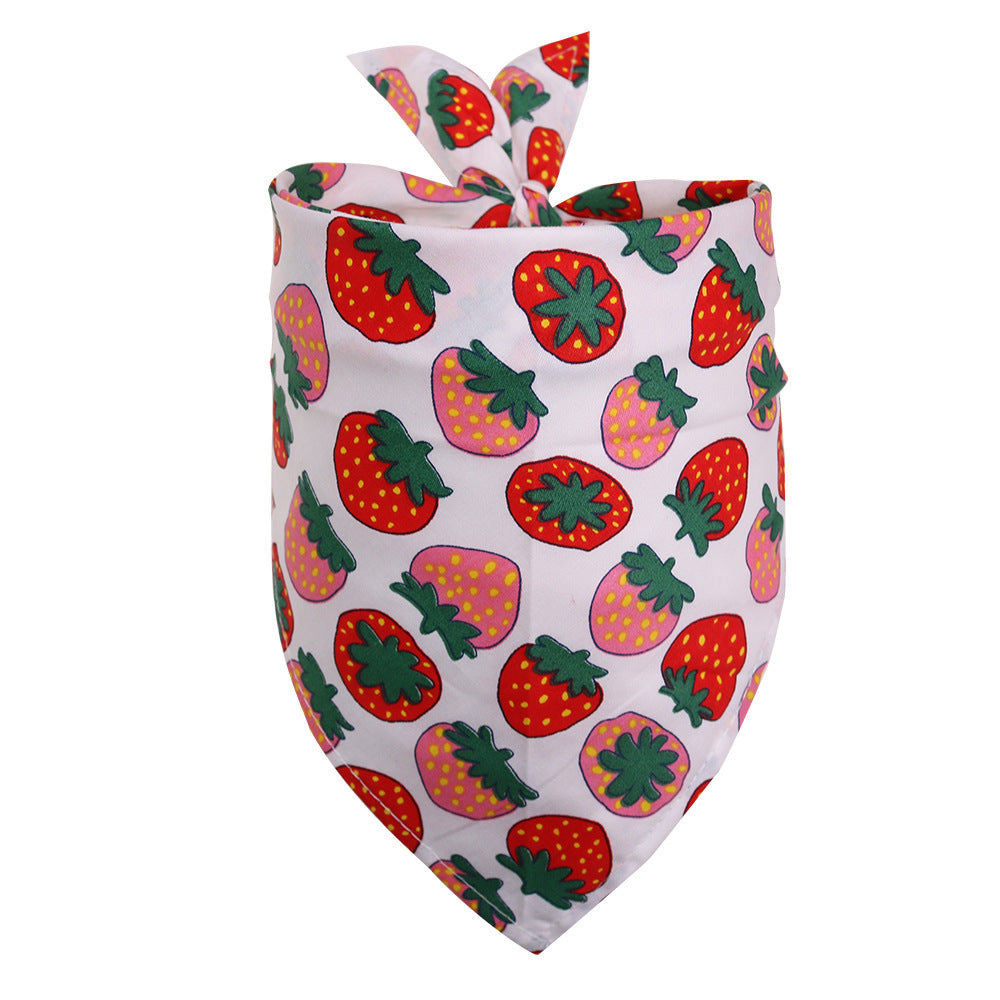 JMT-948682 Cotton Triangle Scarf for Dogs and Cats - Fruit Pattern, Small & Medium Sizes Available