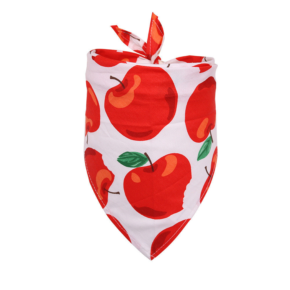 JMT-948682 Cotton Triangle Scarf for Dogs and Cats - Fruit Pattern, Small & Medium Sizes Available