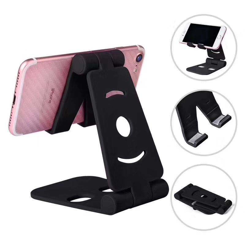 JMT-949066 Dual-Folding Mobile Desktop Stand for Phones and Tablets - Available in Black, White, Pink, and Blue