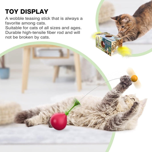 JMT-949194 Interactive 2-in-1 Cat Toy with Rocking Feather, DIY Cat Digging Hole Design for Indoor Play, Safe Materials for Cats