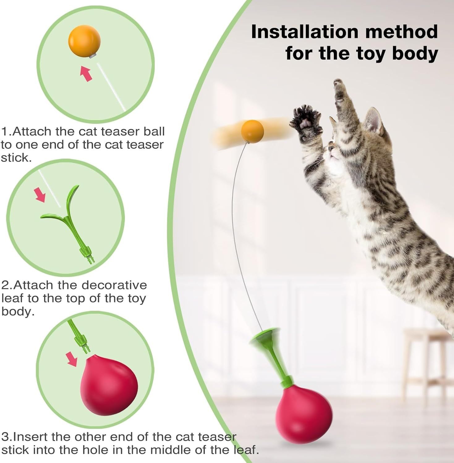 JMT-949194 Interactive 2-in-1 Cat Toy with Rocking Feather, DIY Cat Digging Hole Design for Indoor Play, Safe Materials for Cats