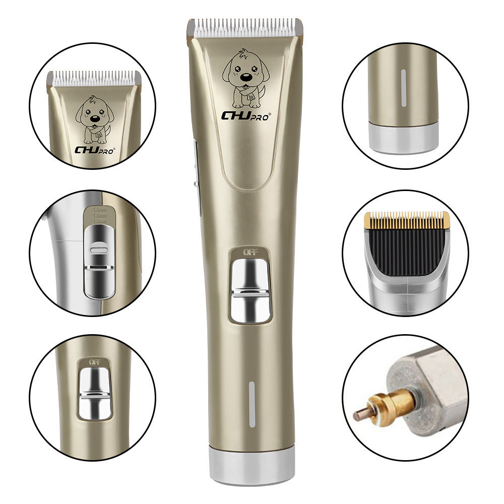 JMT-949450 Professional Pet Clipper with Titanium Ceramic Blade, Large Capacity Rechargeable Battery, and 4 Positioning Combs for Grooming Dogs