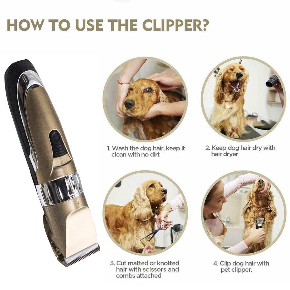 JMT-949450 Professional Pet Clipper with Titanium Ceramic Blade, Large Capacity Rechargeable Battery, and 4 Positioning Combs for Grooming Dogs