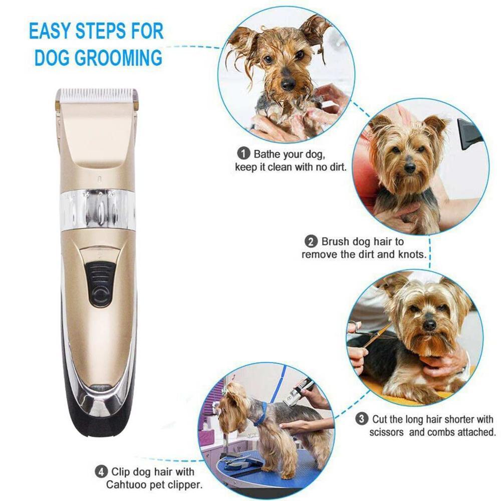 JMT-949450 Professional Pet Clipper with Titanium Ceramic Blade, Large Capacity Rechargeable Battery, and 4 Positioning Combs for Grooming Dogs