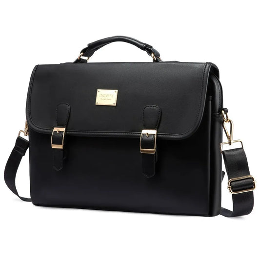 JMT-950090 Vintage Waterproof PU Leather 15.6 Inch Laptop Briefcase for Men and Women - Lightweight Office Bag