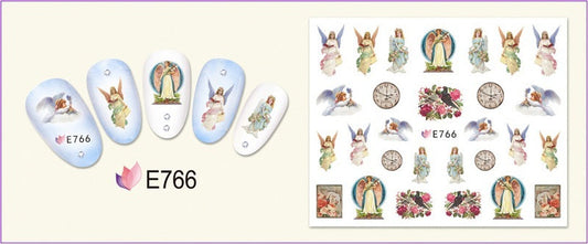 JMT-950666 3D Adhesive Nail Art Stickers - Heavenly Father & Baby Angel Design, Floral Motifs E765-775
