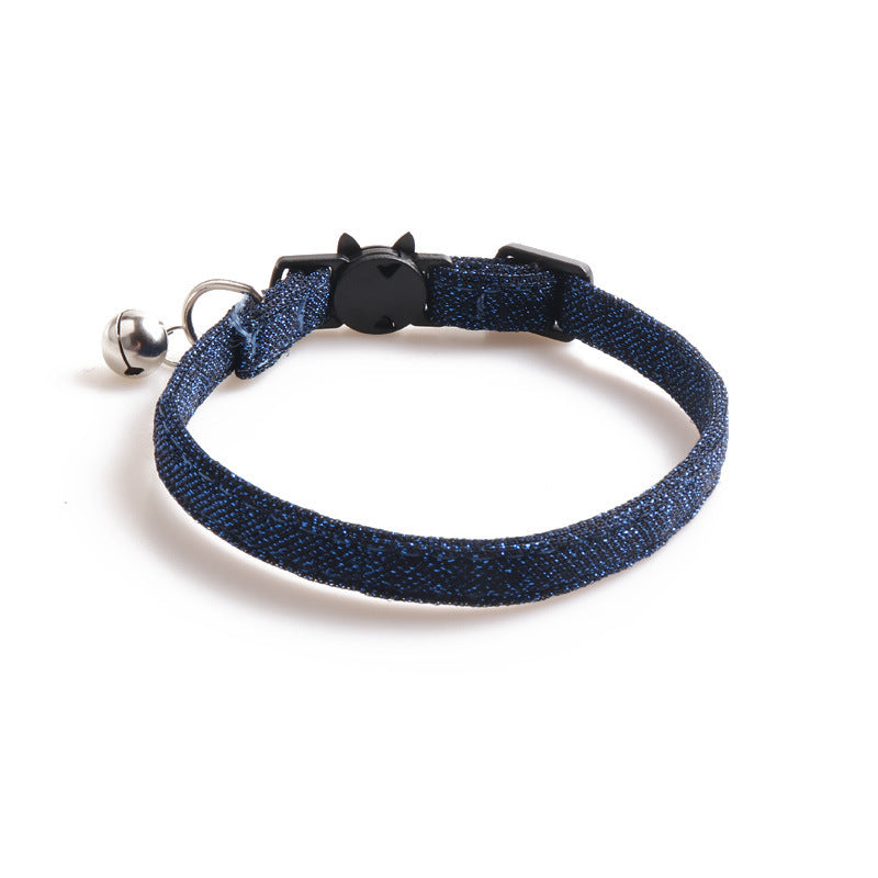 JMT-951178 Solid Color Cloth Cat Collar - Adjustable 1.0*28CM with Transparent Packaging