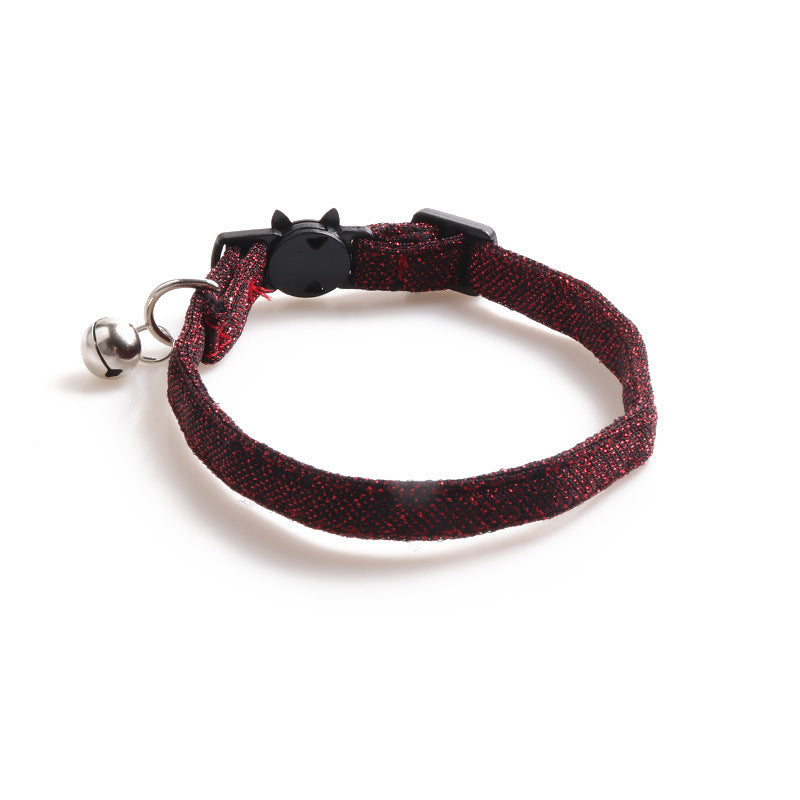 JMT-951178 Solid Color Cloth Cat Collar - Adjustable 1.0*28CM with Transparent Packaging