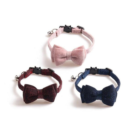 JMT-951178 Solid Color Cloth Cat Collar - Adjustable 1.0*28CM with Transparent Packaging