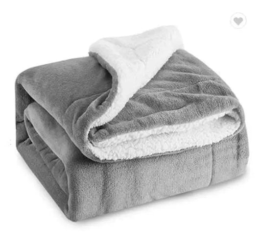 JMT-951434 Double Layer Plush Fleece Sherpa Blanket for Bed or Sofa