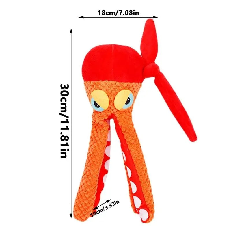 JMT-951498 Squeaky Octopus Plush Dog Toy - Chew-Friendly Design for Teeth Cleaning and Play