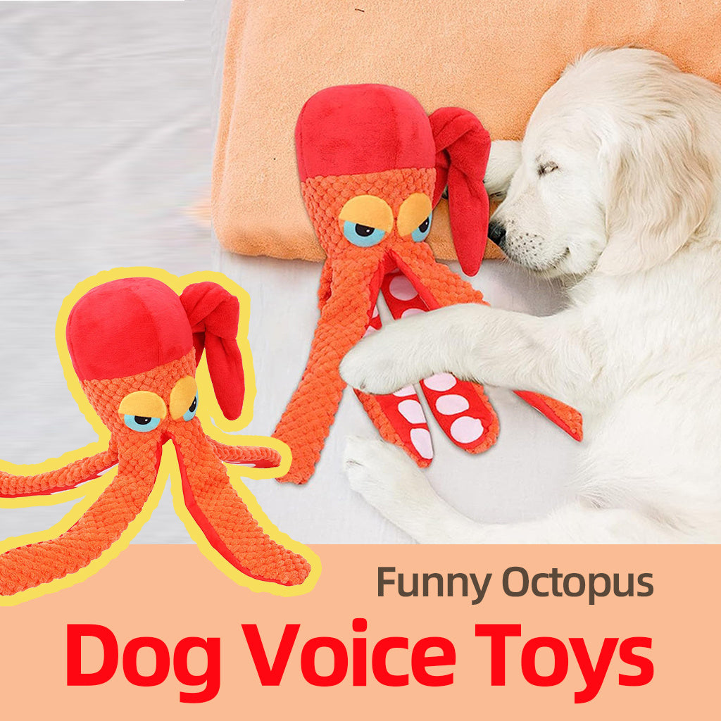 JMT-951498 Squeaky Octopus Plush Dog Toy - Chew-Friendly Design for Teeth Cleaning and Play