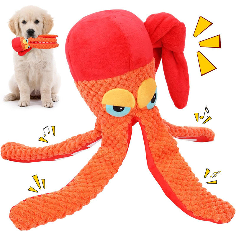 JMT-951498 Squeaky Octopus Plush Dog Toy - Chew-Friendly Design for Teeth Cleaning and Play