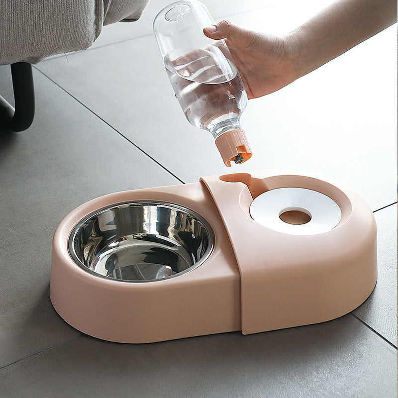 JMT-951690 Anti-Overturning Cat Food Bowl – Durable Plastic Design in White, Pink, and Blue