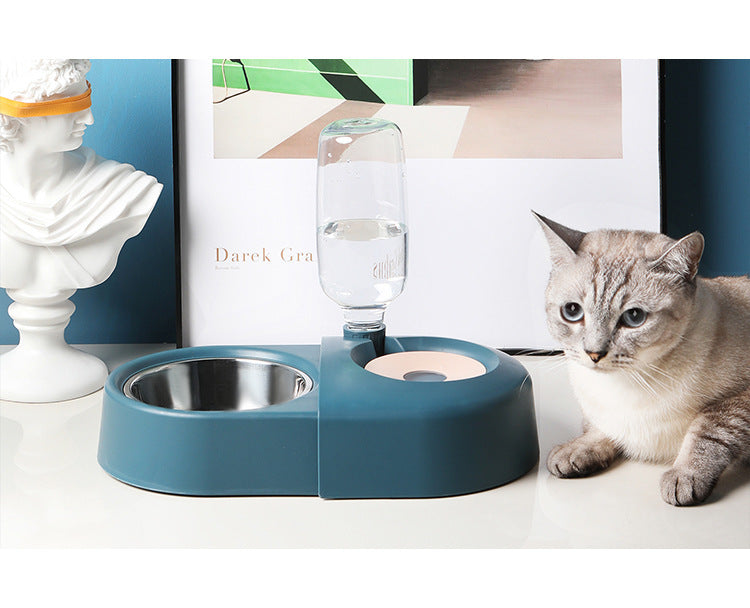 JMT-951690 Anti-Overturning Cat Food Bowl – Durable Plastic Design in White, Pink, and Blue