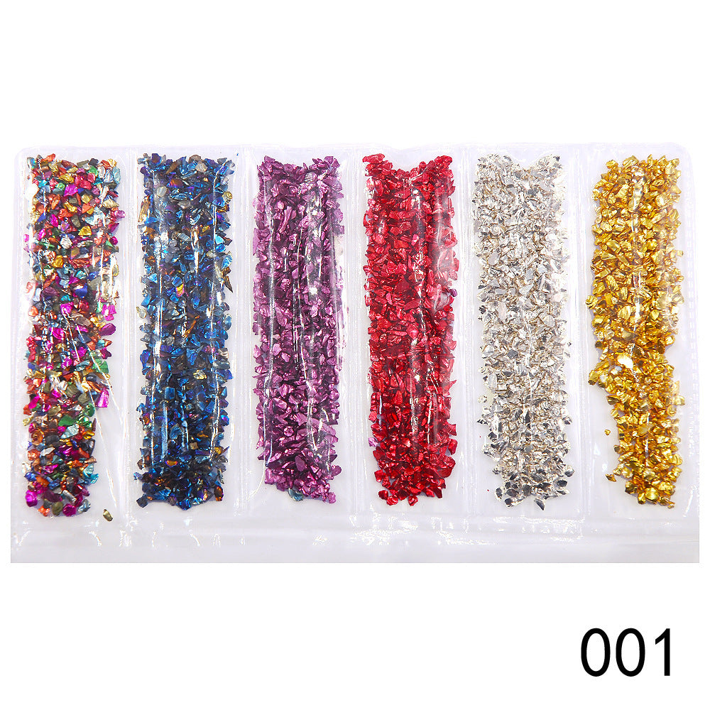 JMT-951818 Diamond Glass Fragments for Nail Art - Gold and Silver Broken Glass Sequins (26g, QCR10128)