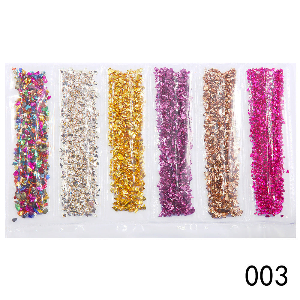 JMT-951818 Diamond Glass Fragments for Nail Art - Gold and Silver Broken Glass Sequins (26g, QCR10128)
