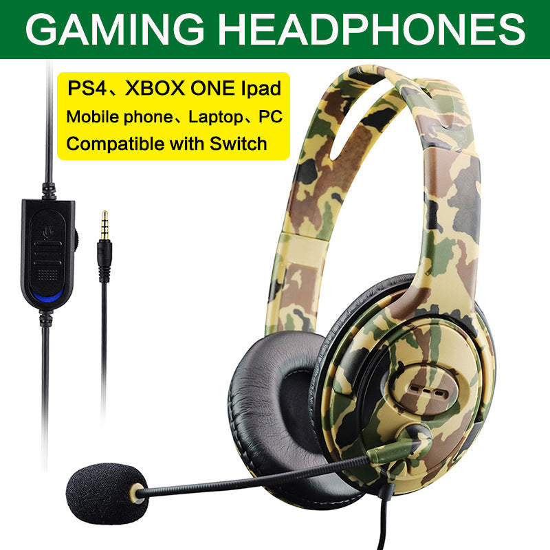JMT-952010 Camouflage Gaming Headset with 50mm Stereo Sound and Noise-Cancelling Microphone