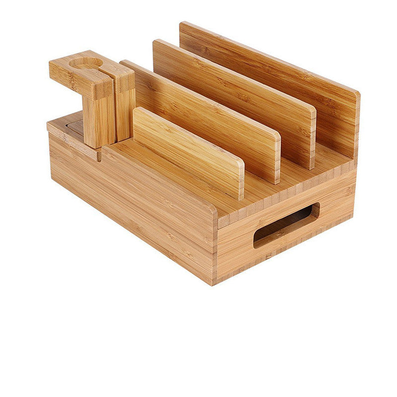JMT-952522 Wooden Bamboo Charging Station for iPhone, iPad, Apple Watch, and Tablets