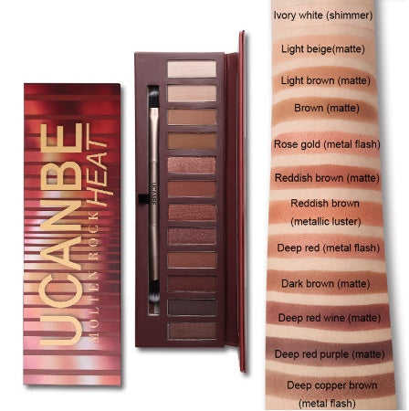 JMT-953098 Molten Rock Heat 12-Color Eyeshadow Palette - Warm Nude Shimmer & Matte Shades for Smoky Looks