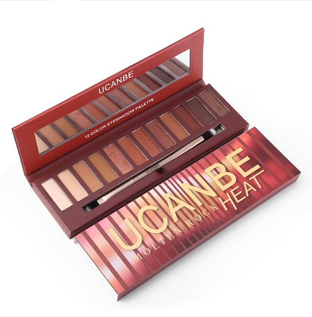 JMT-953098 Molten Rock Heat 12-Color Eyeshadow Palette - Warm Nude Shimmer & Matte Shades for Smoky Looks