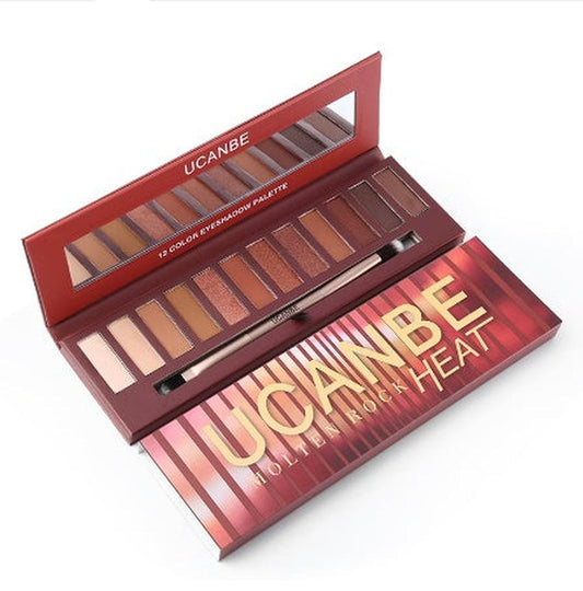 JMT-953098 Molten Rock Heat 12-Color Eyeshadow Palette - Warm Nude Shimmer & Matte Shades for Smoky Looks