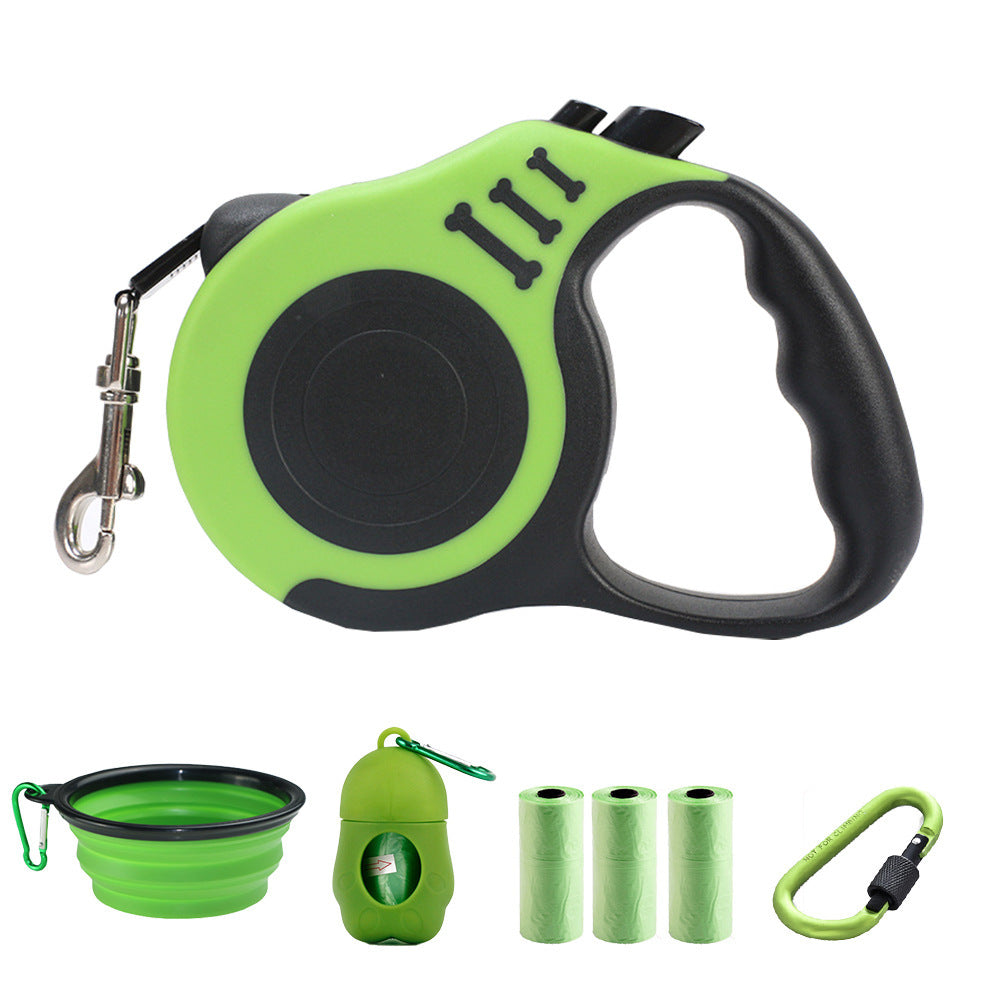 JMT-953162 Adjustable Nylon Dog Leash with Folding Bowl and Waste Picker Set