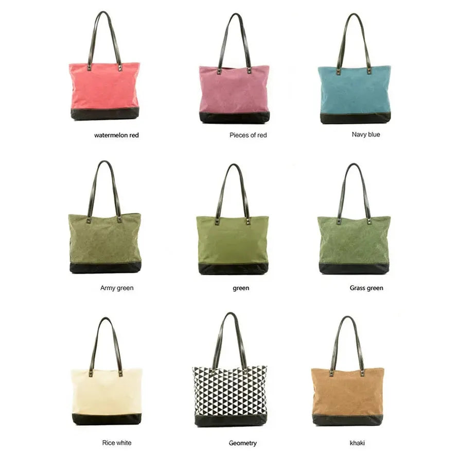 JMT-953354 Retro Fashion Canvas Large Shoulder Handbag with Eco-Friendly Materials