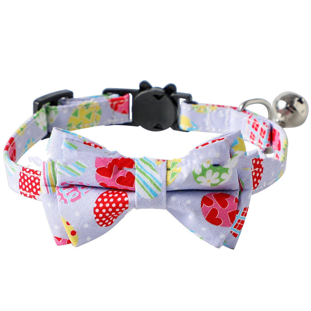 JMT-953482 Easter Cat Collar with Removable Bow and Bell, Adjustable Size 15-28cm, Polyester Material