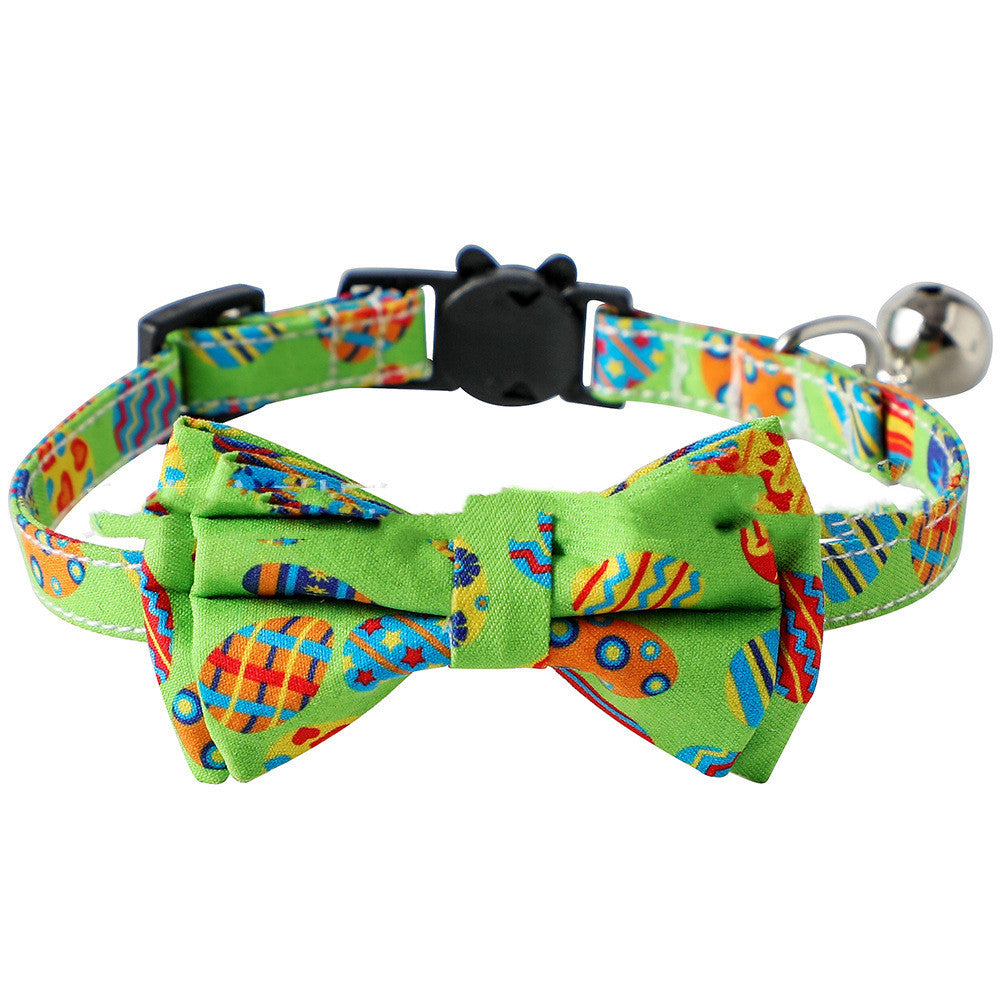 JMT-953482 Easter Cat Collar with Removable Bow and Bell, Adjustable Size 15-28cm, Polyester Material