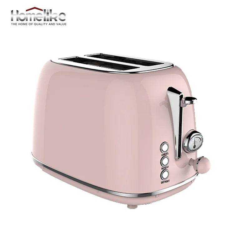JMT-953482 Retro Stainless Steel 2-Slice Toaster with Auto Pop-Up Function for Home Use