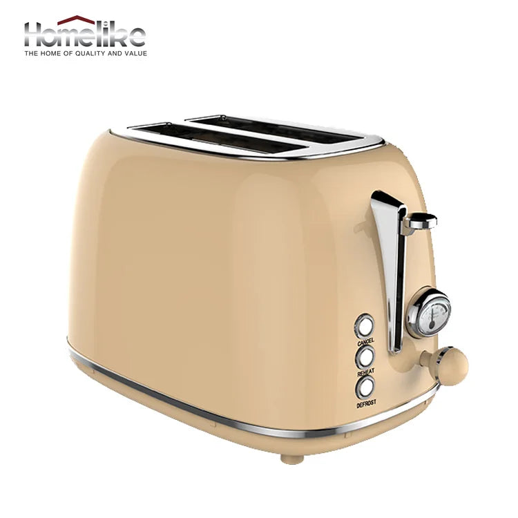 JMT-953482 Retro Stainless Steel 2-Slice Toaster with Auto Pop-Up Function for Home Use
