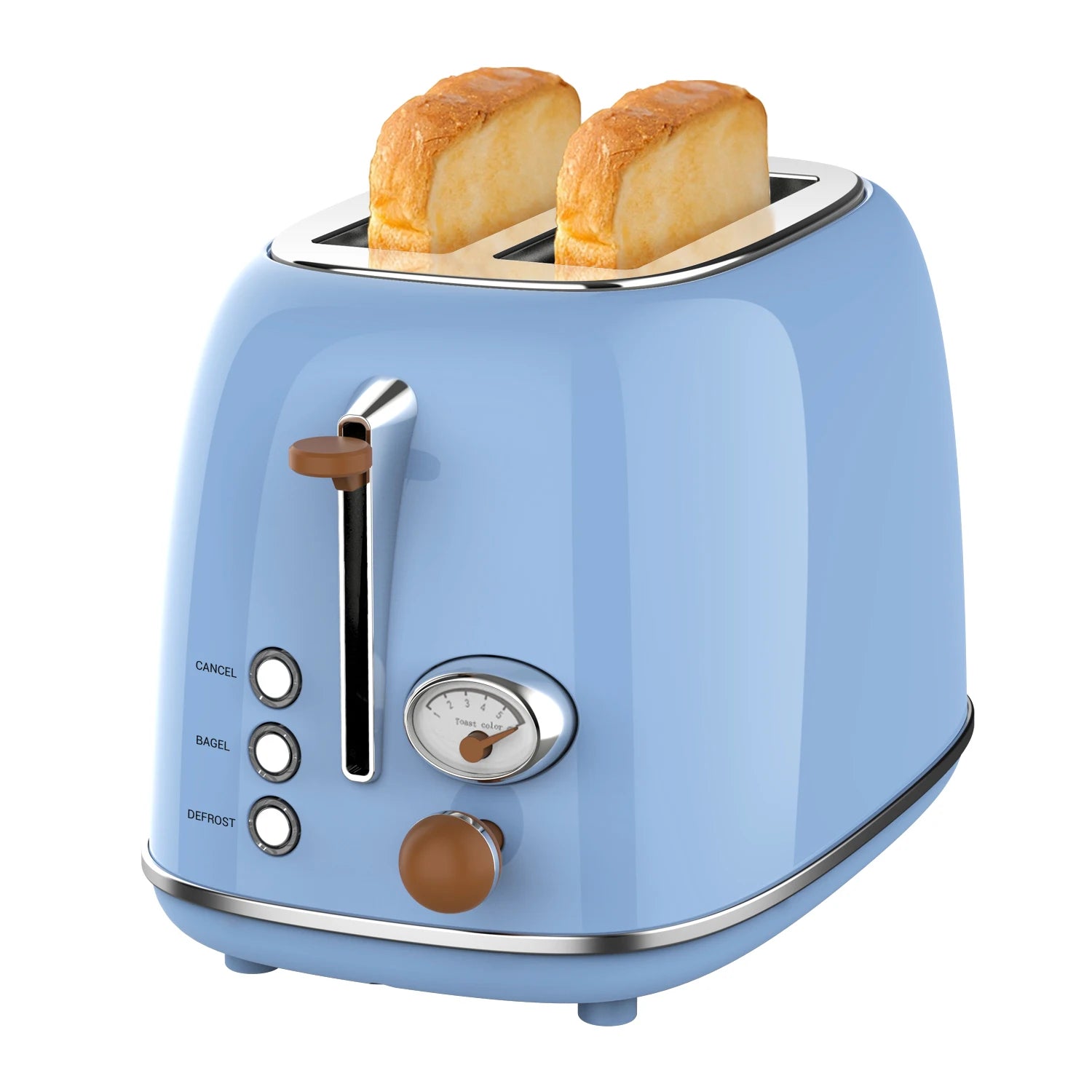 JMT-953482 Retro Stainless Steel 2-Slice Toaster with Auto Pop-Up Function for Home Use