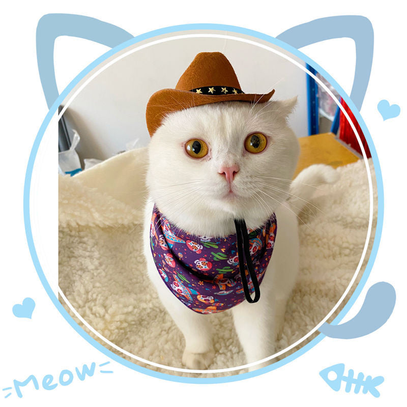 JMT-954634 Adjustable Star Cowboy Hat for Cats and Dogs - Soft Non-Woven Fabric Pet Cap for Photo Shoots and Festive Events