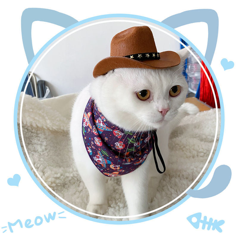 JMT-954634 Adjustable Star Cowboy Hat for Cats and Dogs - Soft Non-Woven Fabric Pet Cap for Photo Shoots and Festive Events