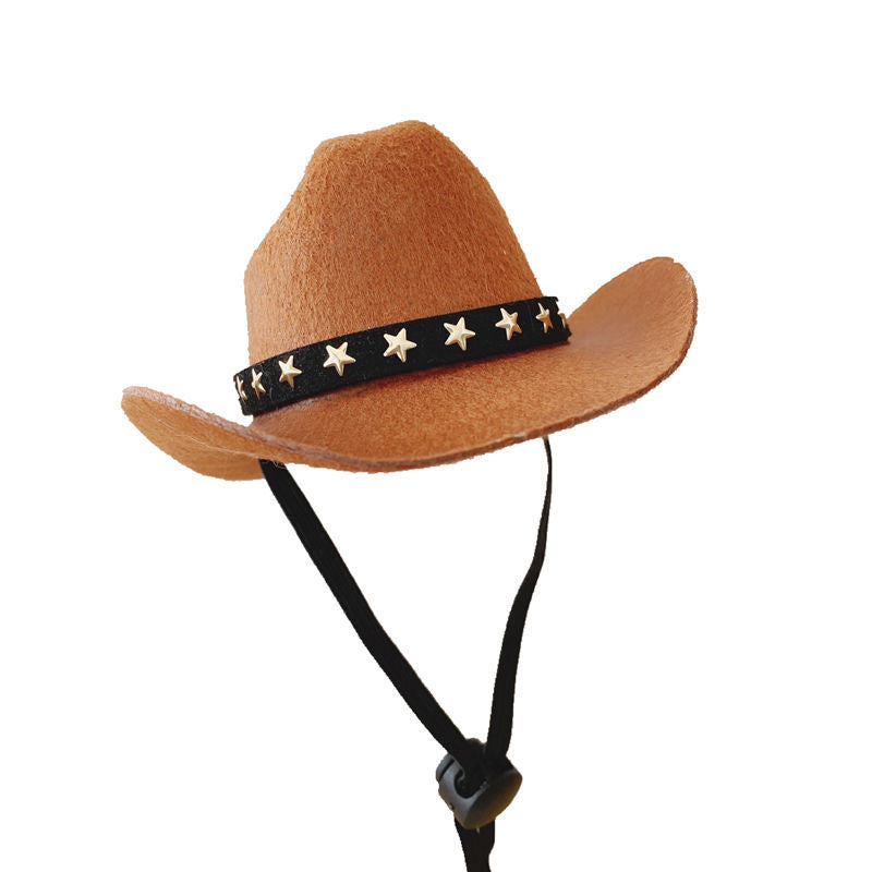 JMT-954634 Adjustable Star Cowboy Hat for Cats and Dogs - Soft Non-Woven Fabric Pet Cap for Photo Shoots and Festive Events