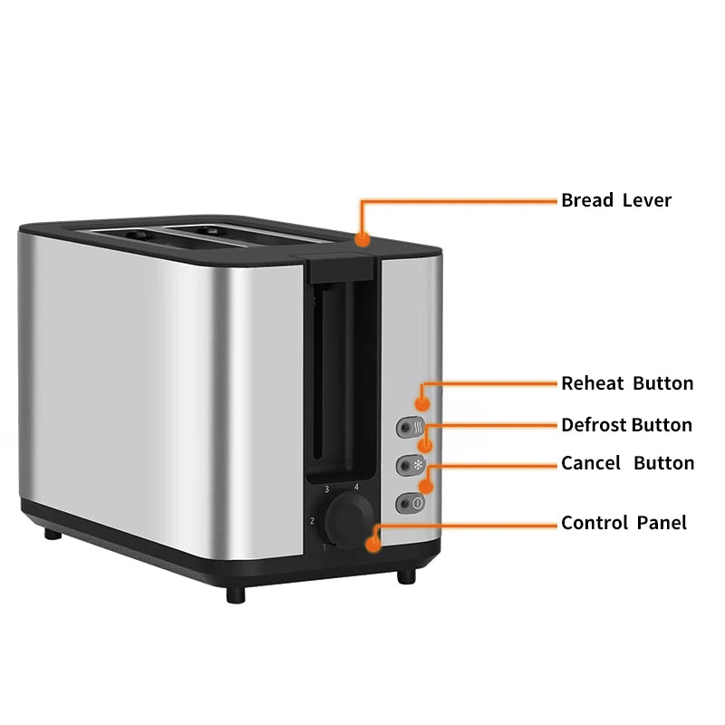 JMT-954634 Silver Electric Bread Toaster for Two Slices – Custom Logo Option Available
