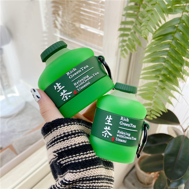 JMT-955786 Creative Silicone Tea Drink Earphone Case for AirPods and Bluetooth Headsets