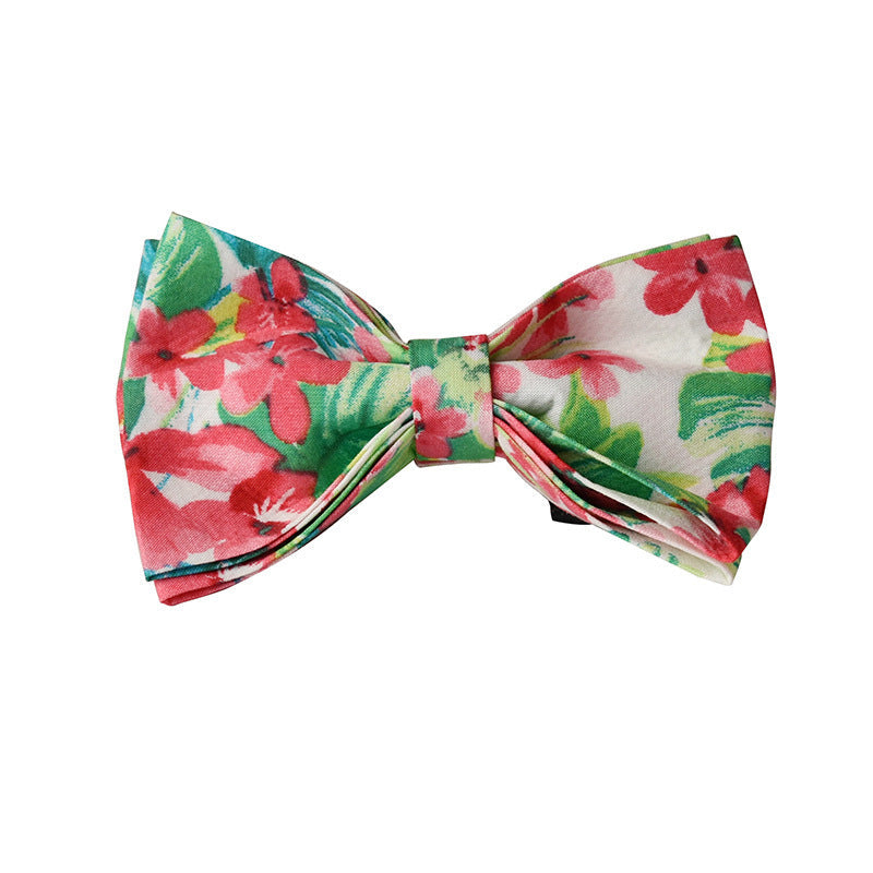 JMT-955786 Red Floral Print Dog Leash and Collar Set with Bow Accessories