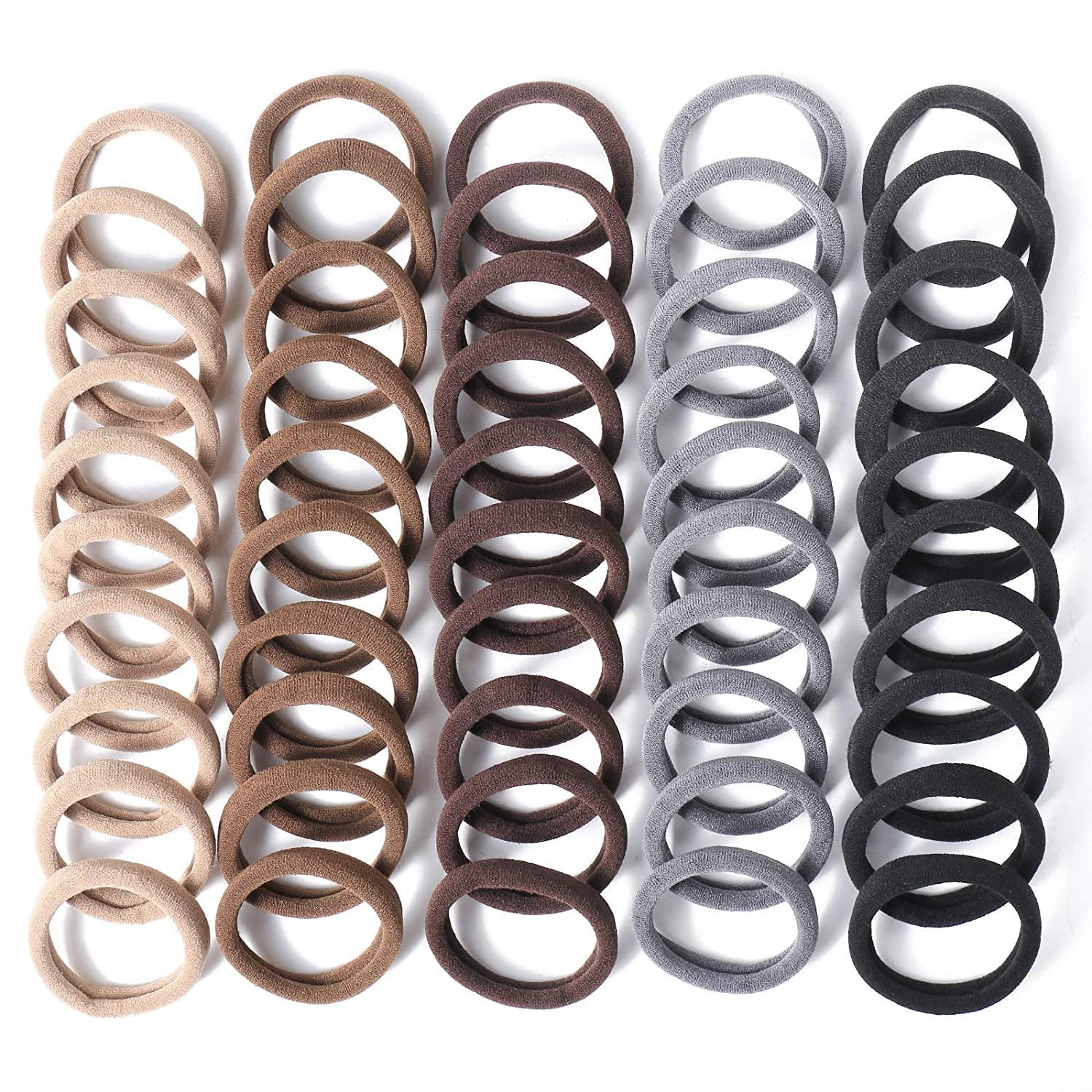 JMT-956490 Soft High Elastic Seamless Hair Rings - 100 Pack in Various Colors
