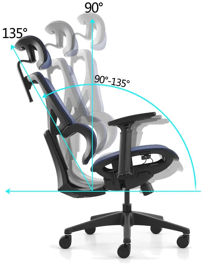 JMT-956554 Ergonomic Gaming Chair with Footrest, Black Mesh and Red Genuine Leather Upholstery