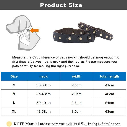 JMT-956618 Genuine Leather Dog Collar with Durable Buckle for Medium to Large Breeds
