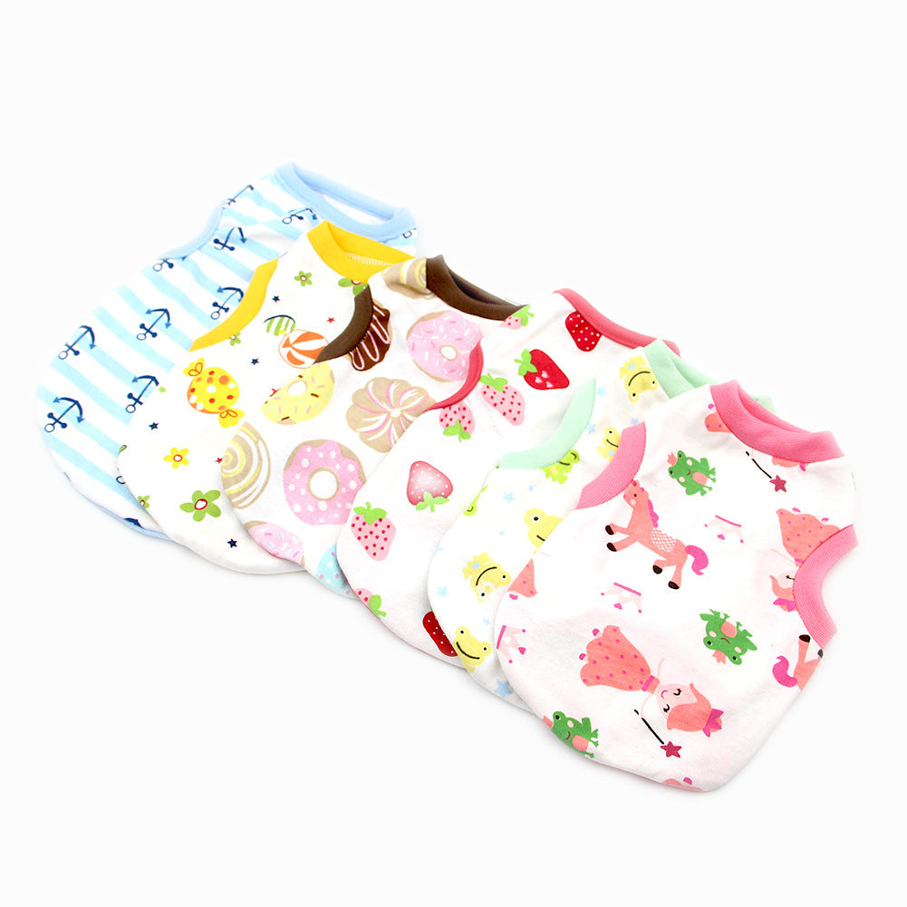 JMT-956746 Candy-Colored Thin Cotton Printed Vest for Pets in Various Fun Designs