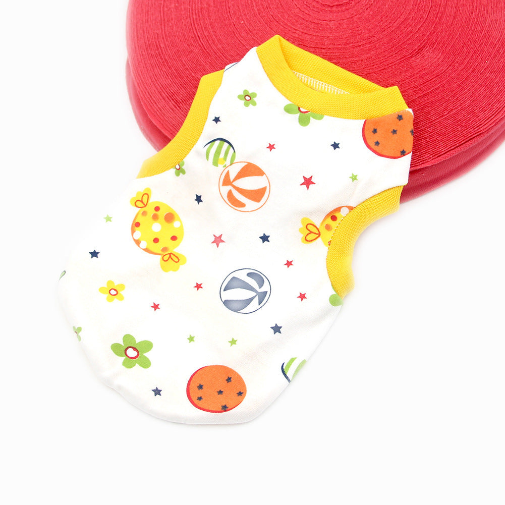 JMT-956746 Candy-Colored Thin Cotton Printed Vest for Pets in Various Fun Designs
